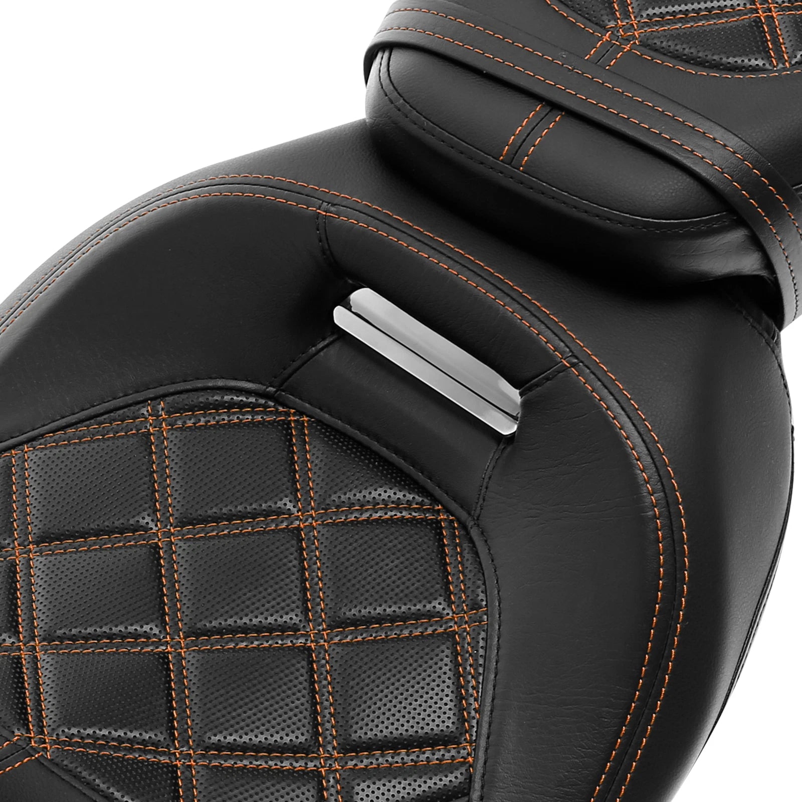 2X Gel Seat for Harley Touring (2009–2023) - Driver Passenger, Orange Stitching