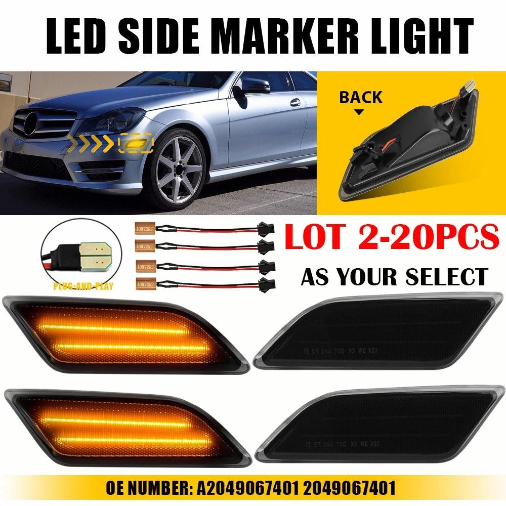 Set of 2 Side Marker Lights for Mercedes Benz C250 C300 C350 C63 (2012–2014)