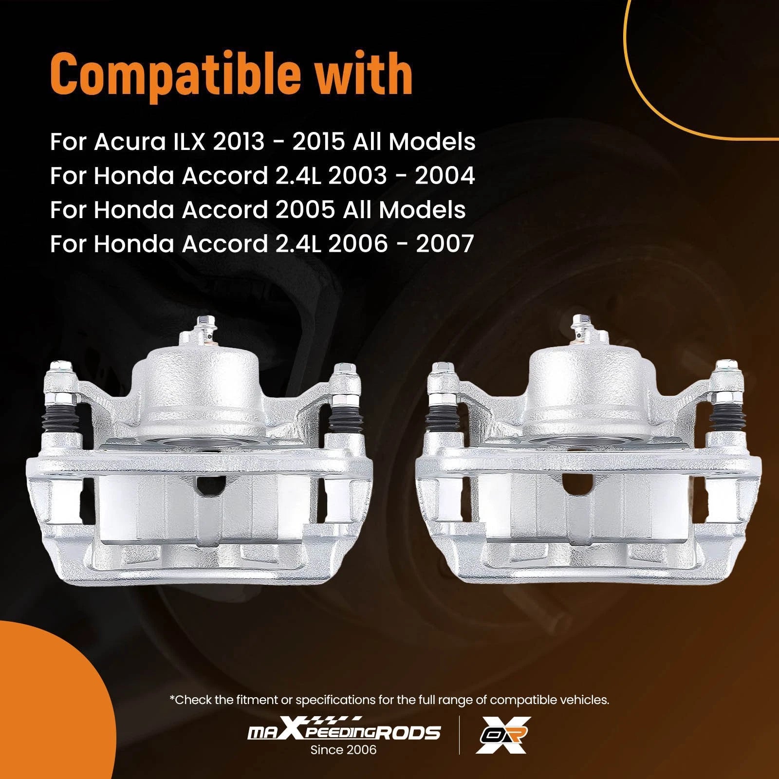 Front Left & Right Brake Calipers with Bracket for Acura ILX (2013–2015)