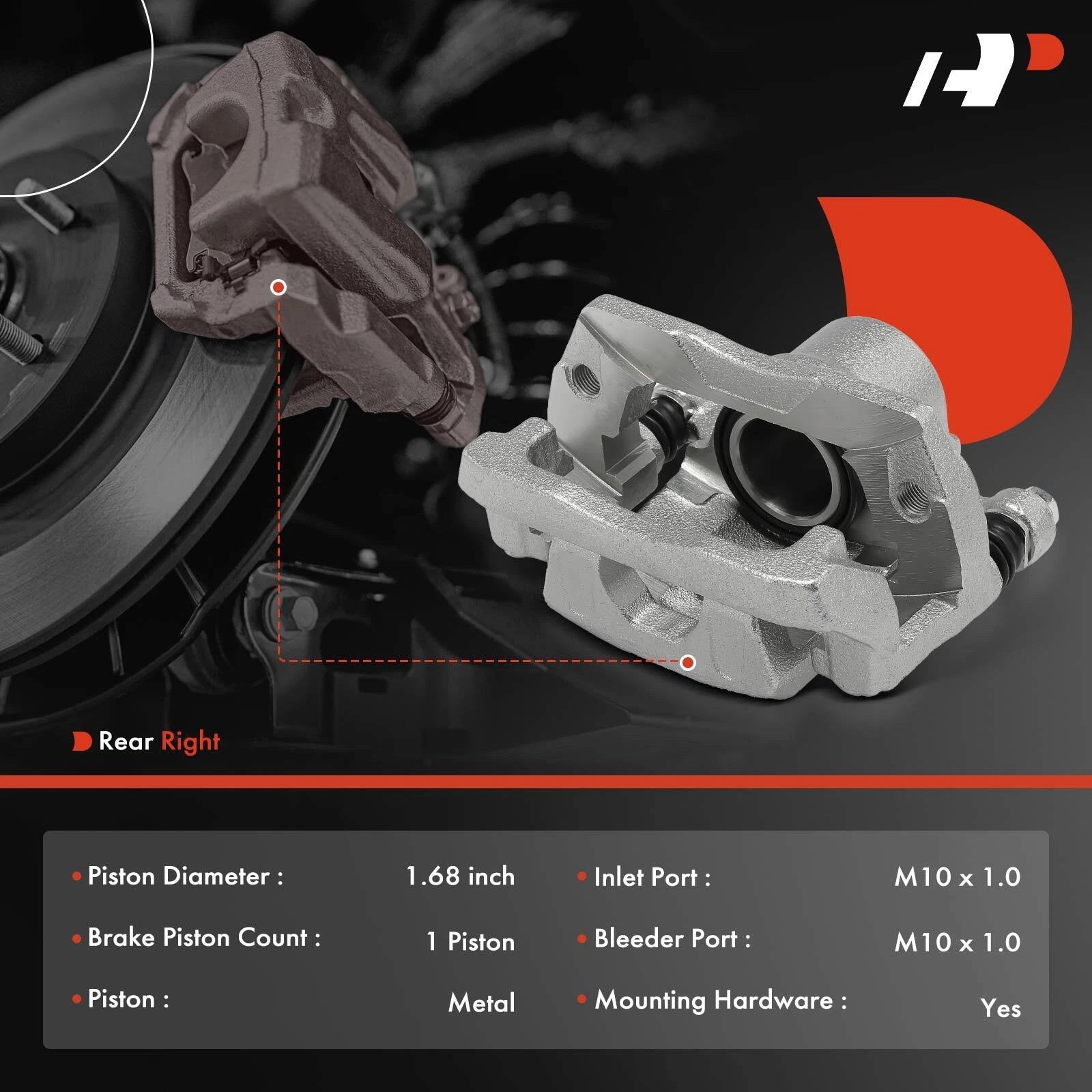 Pair Rear Brake Calipers with Brackets for Ford Edge Lincoln MKX (2007–2010)