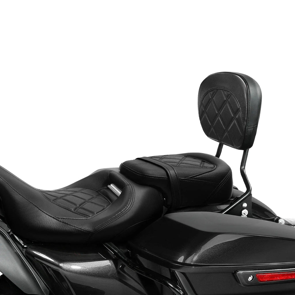 Black Passenger Sissy Bar Backrest Pad for Harley CVO Road Street Glide (2014-2023)