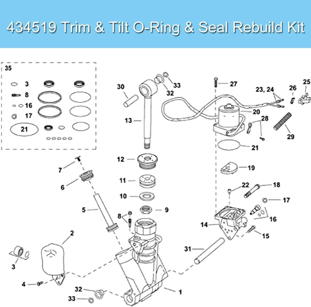 Trim & Tilt O-Ring & Seal Rebuild Kit for Johnson Evinrude OMC (434519)