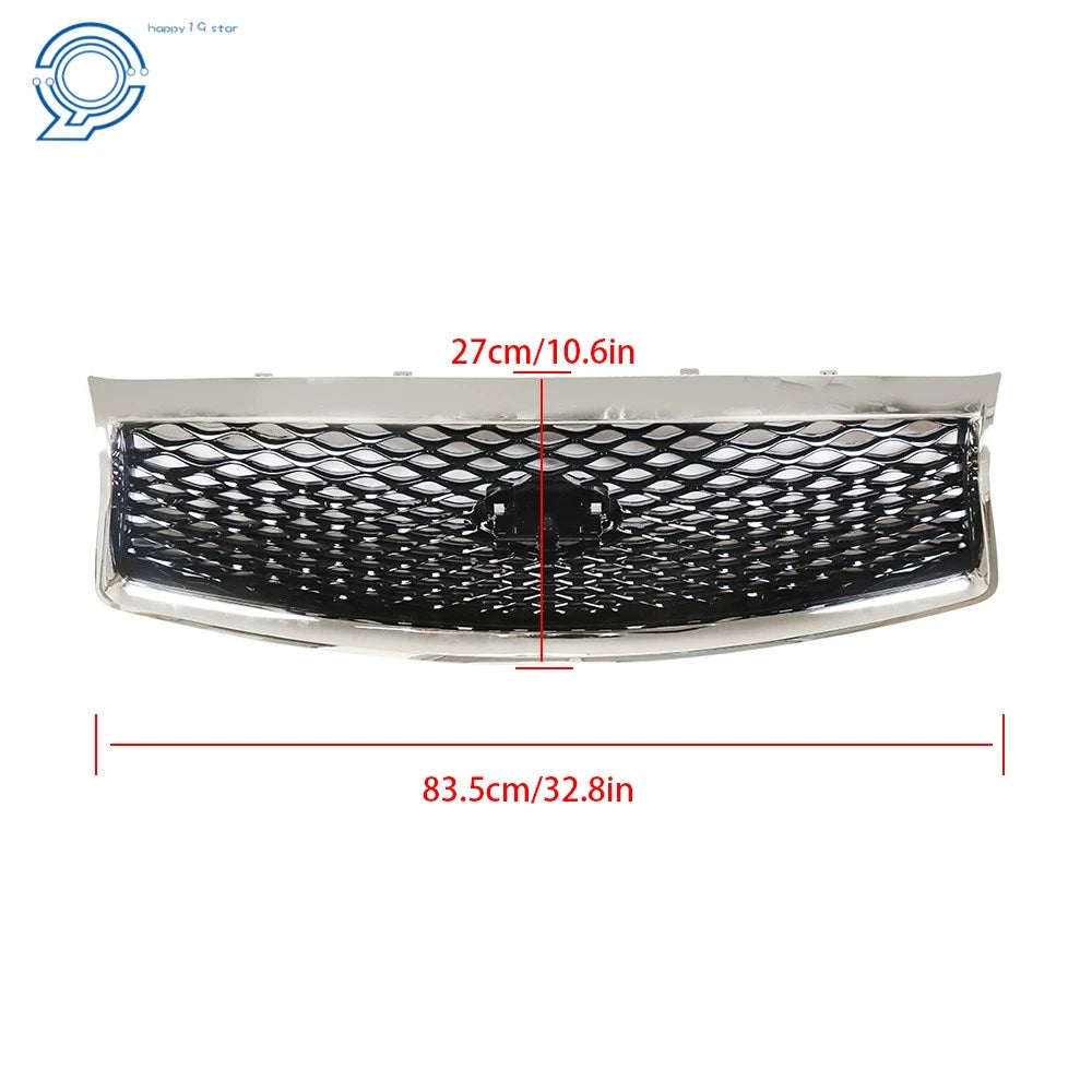 Front Bumper Upper Grille for Infiniti Q50 Sedan (2014–2017) Chrome/Black
