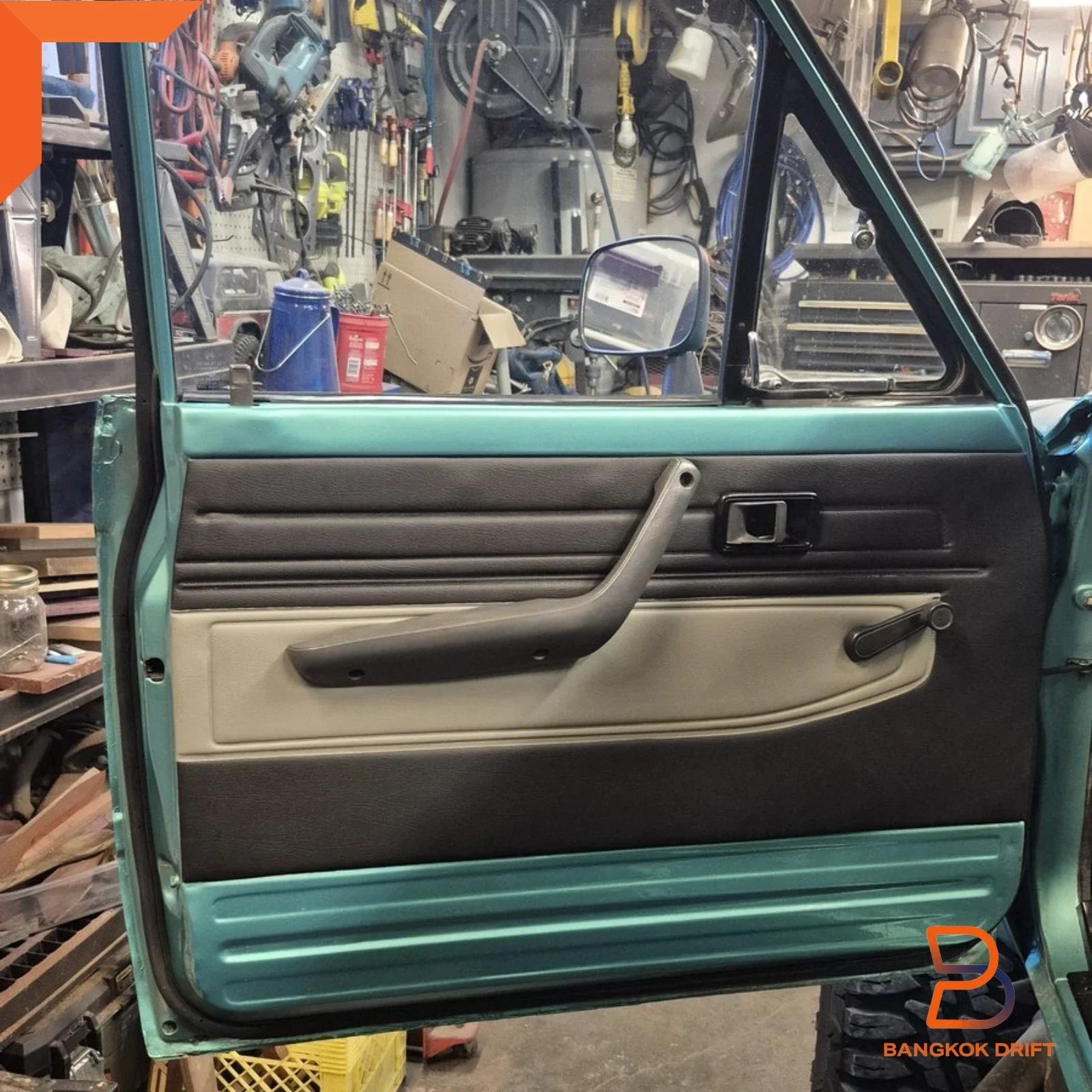 Grey Interior Door Panel Pair + Clips for Toyota Hilux Ute (78-83)