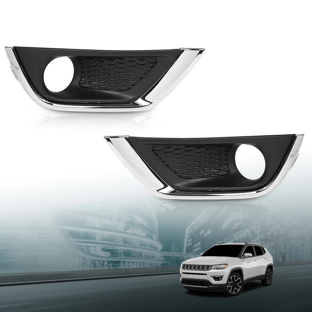 Set of 2 Front Bumper Fog Light Covers for Jeep Compass (2017–2020)