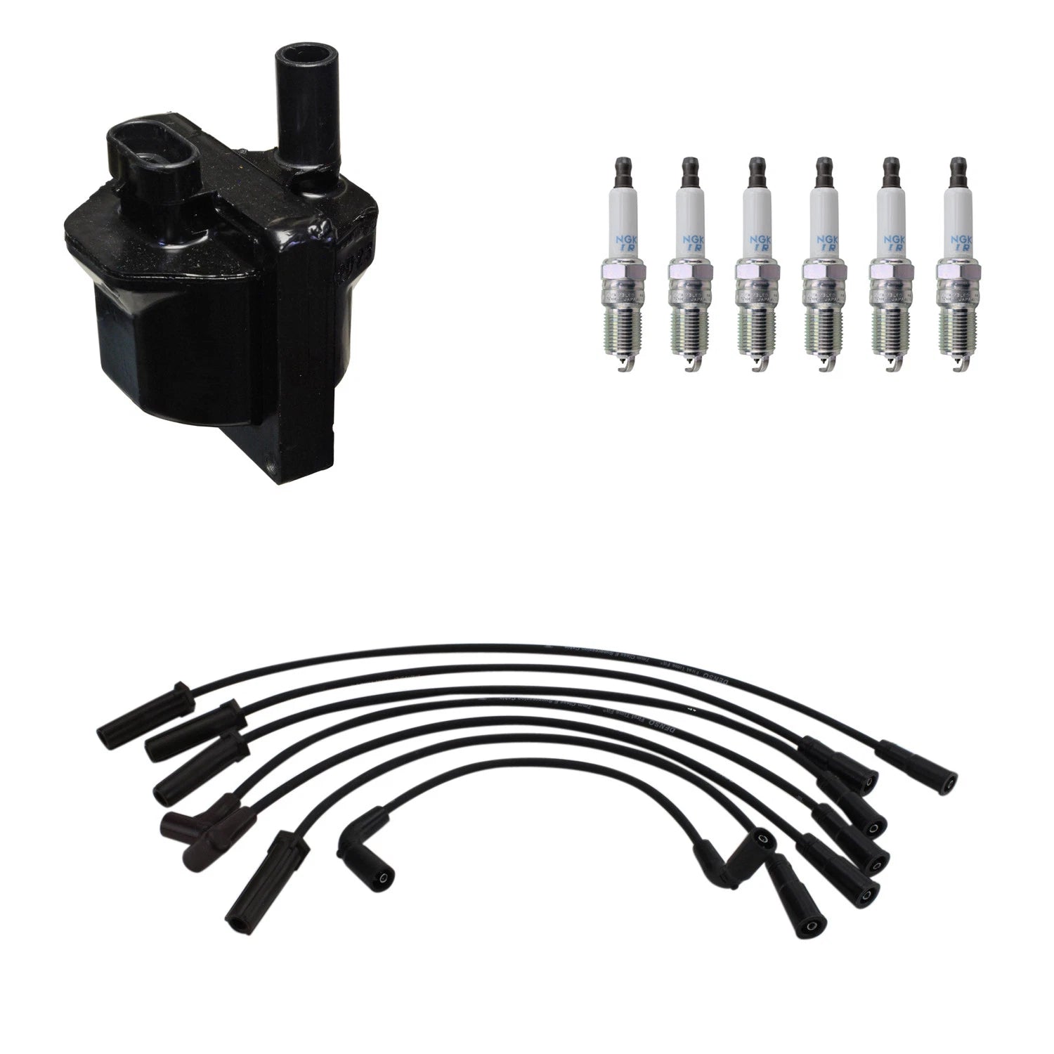 Set of 6 Denso Ignition Coil Wires & NGK Iridium Spark Plugs for Sierra 1500 (2007–2013)