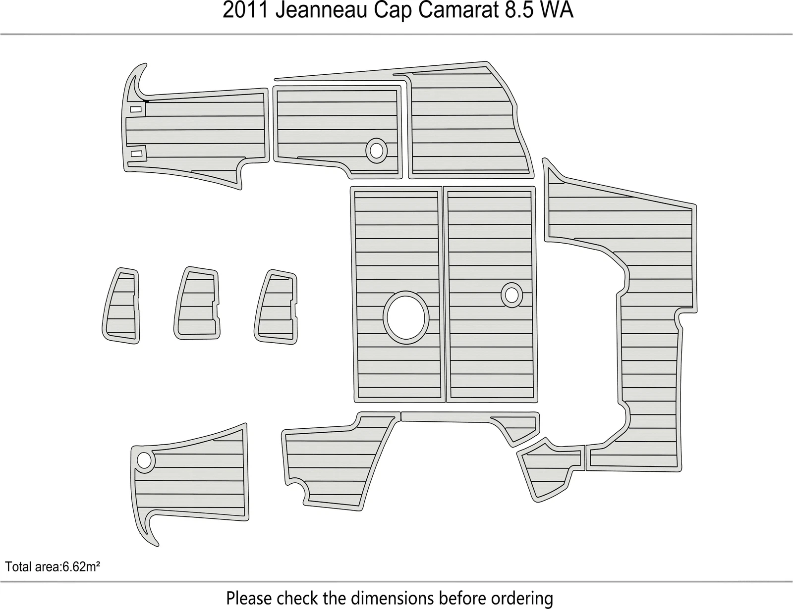 EVA Foam Flooring Mat for Jeanneau Cap Camarat 8 (2011)