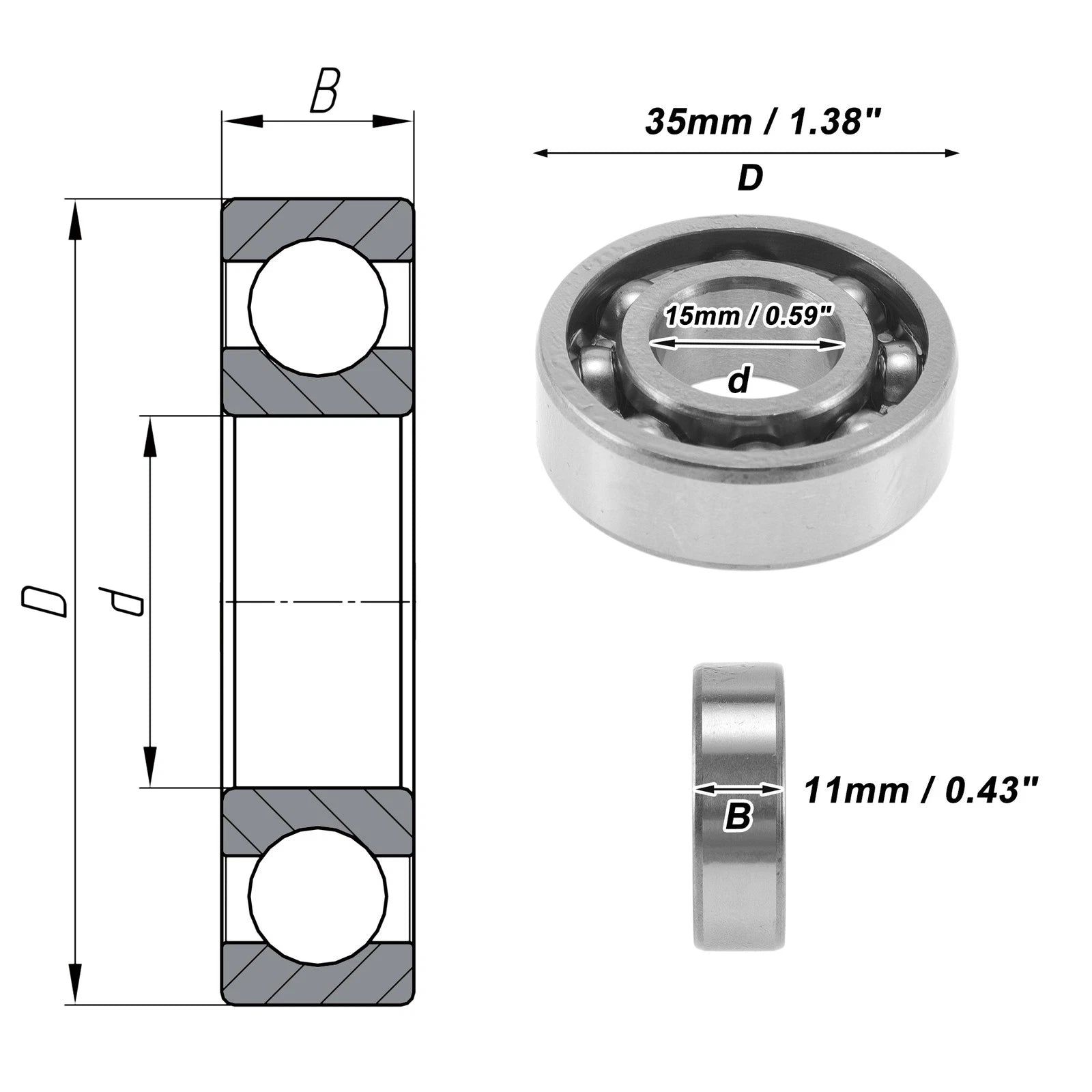 6202 Deep Groove Ball Bearings for Various Applications (15x35x11mm)