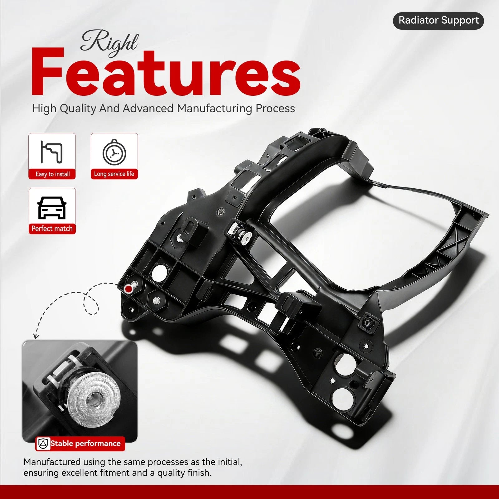 Right Radiator Support Headlight Mount Bracket for Ram 1500 2500 (2013–2024)