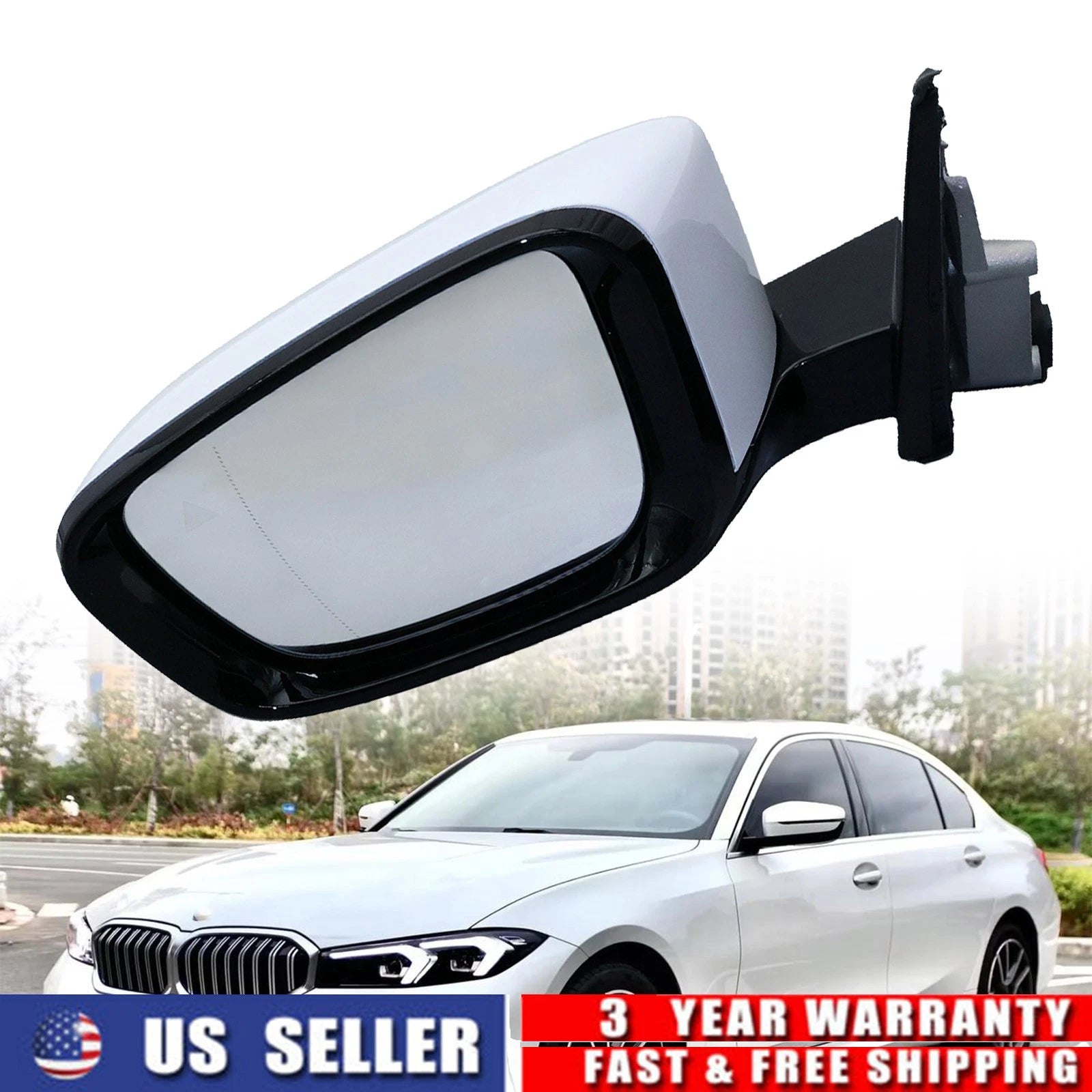 Power Folding Mirror with Blind Spot Turn Signal for BMW 330i 330e M340i (2019–2025)