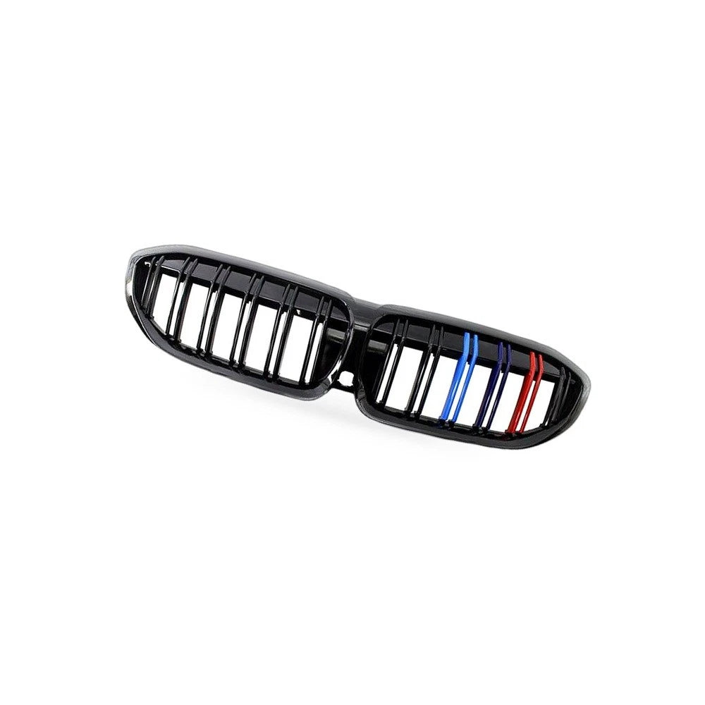 Dual Line Gloss Black Tri-Color Stripe Grille for BMW 3 Series (2019–2023)