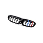 Dual Line Gloss Black Tri-Color Stripe Grille for BMW 3 Series (2019–2023)
