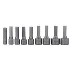 Set of 9 Metric Hex Bit Sockets 1/4 Drive (5mm-13mm)