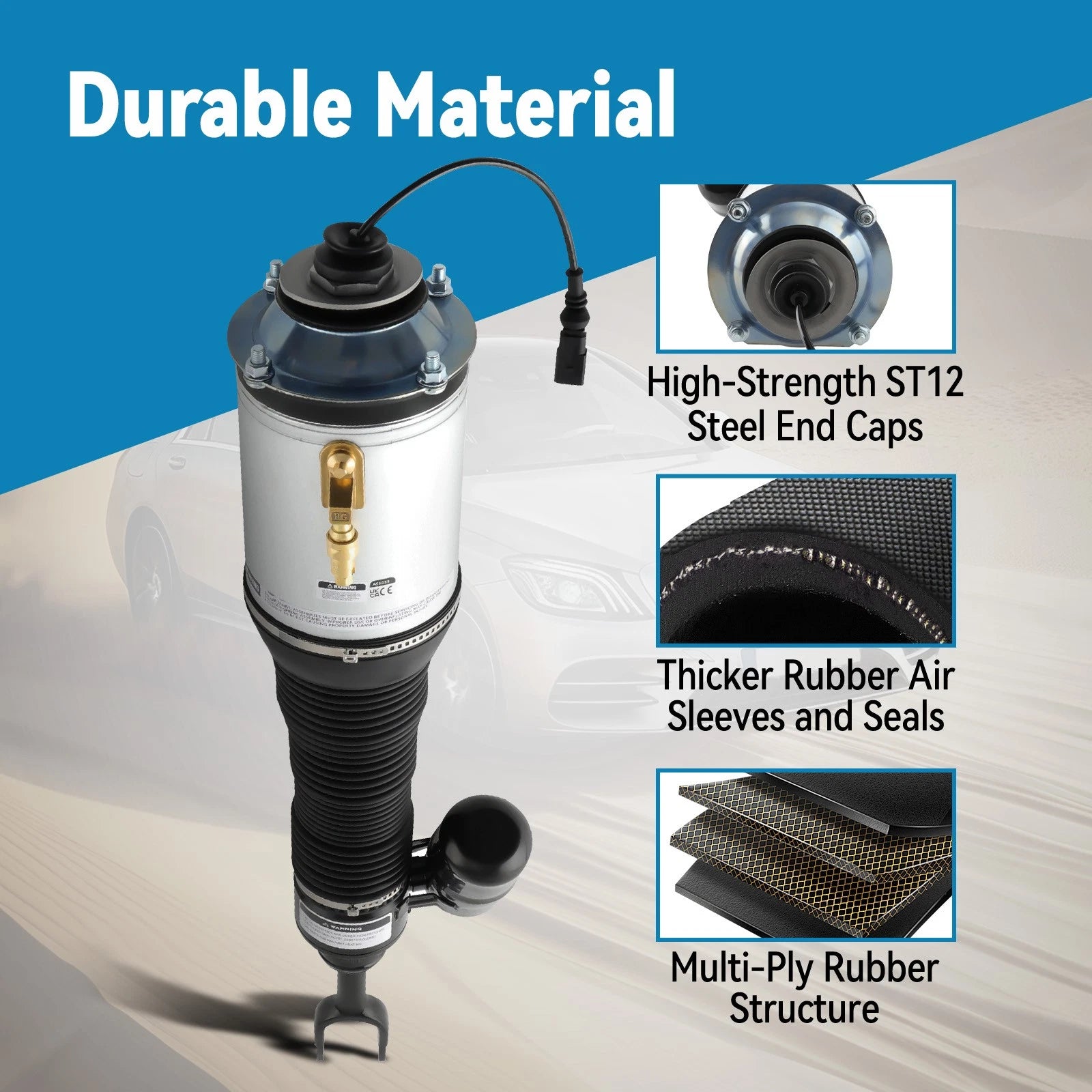 Front Driver Left Air Shock Absorber w/ADS for Bentley Continental & VW Phaeton (2004–2010)