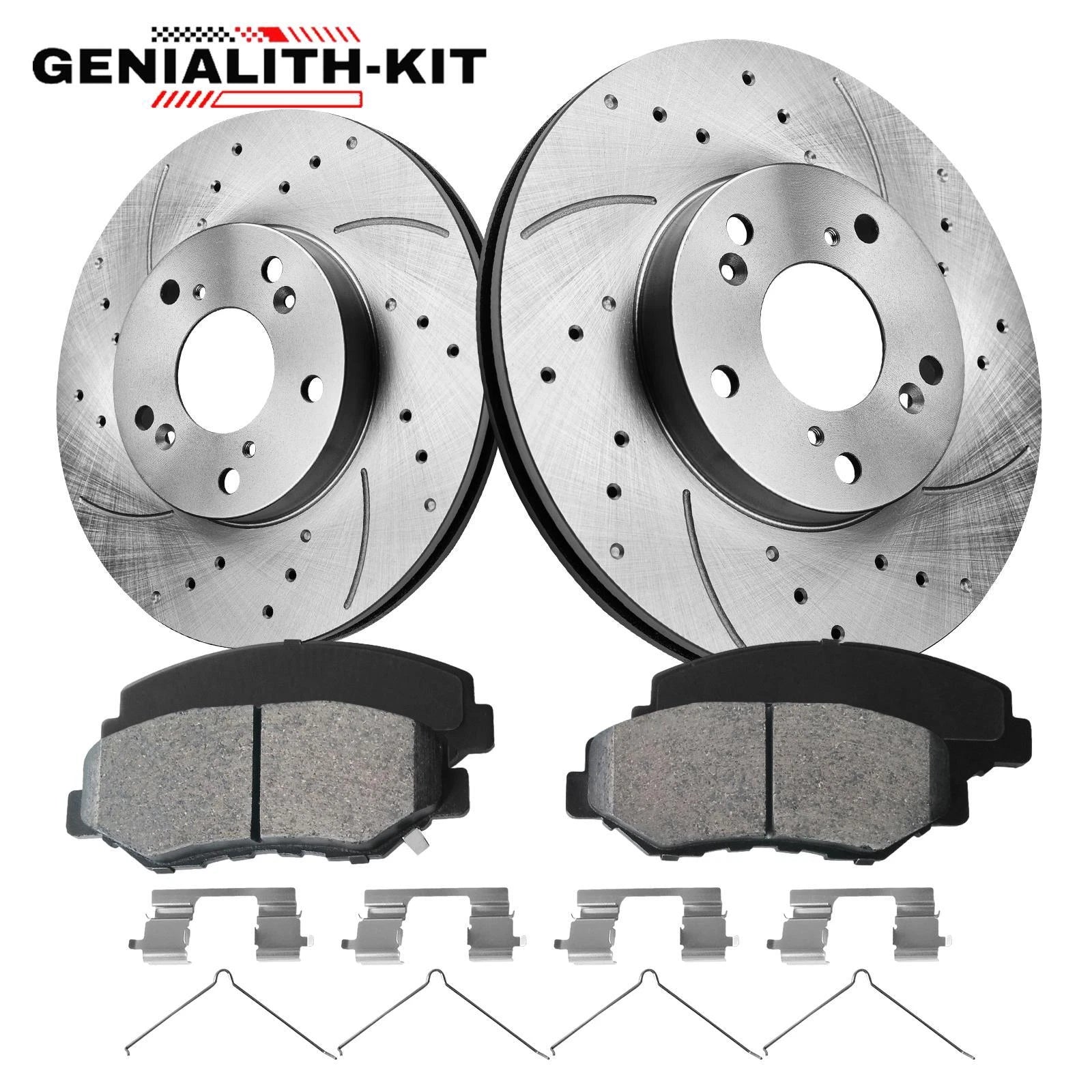 Set of 6 Front Drilled Disc Rotors & Ceramic Brake Pads for Honda Accord Civic Acura