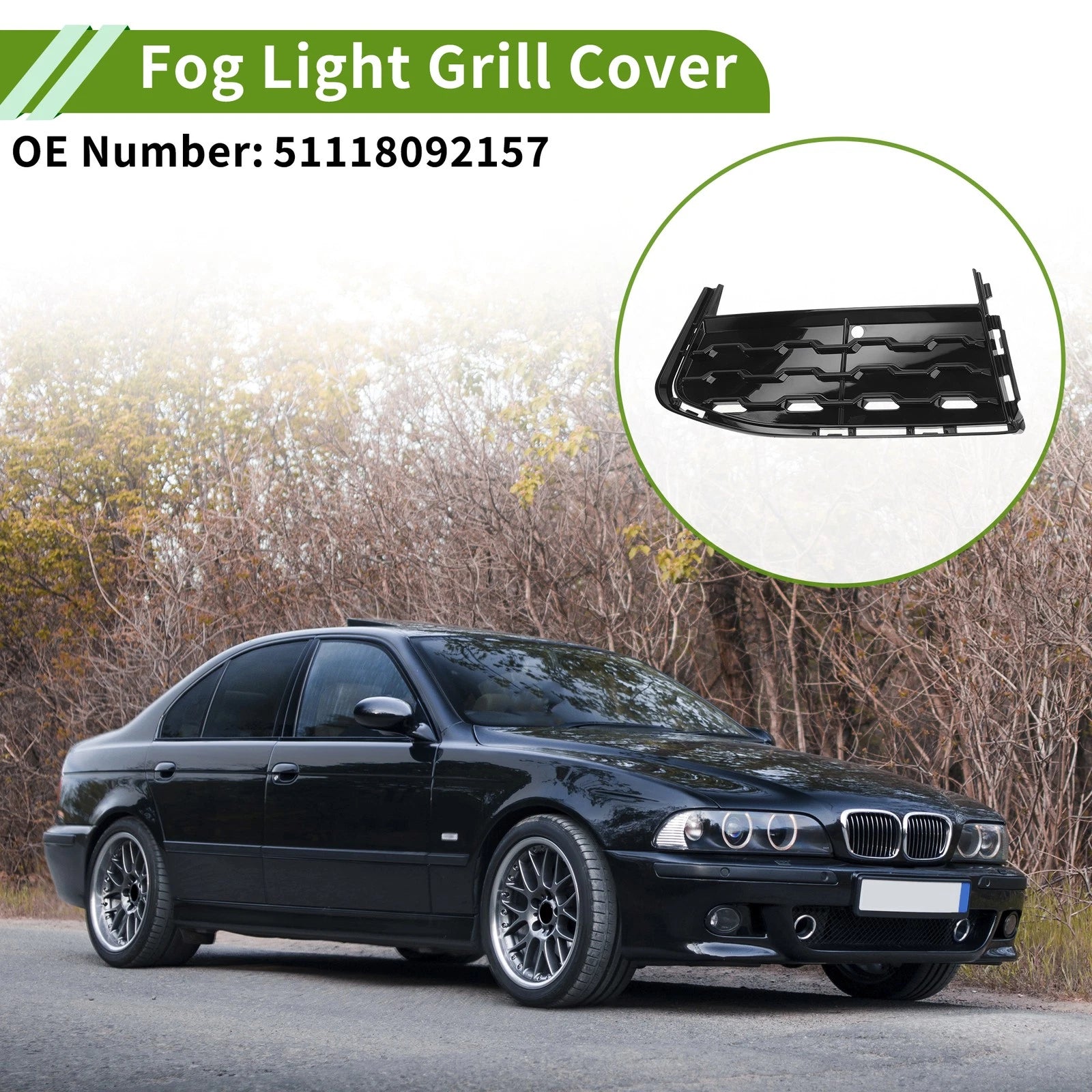1 Pc Fog Light Grill for BMW 7 Series (2015–2020) No. 51118092157 Black
