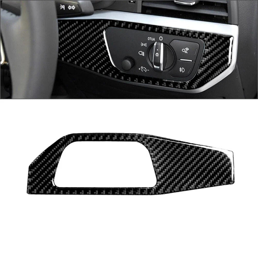Carbon Fiber Headlight Switch Panel Cover Trim for Audi A4 B9 S4 RS4 A5 (2016-2023)