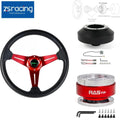 Red Steering Wheel with Hub Adapter and Quick Release for Nissan 350Z 370Z G35 G37
