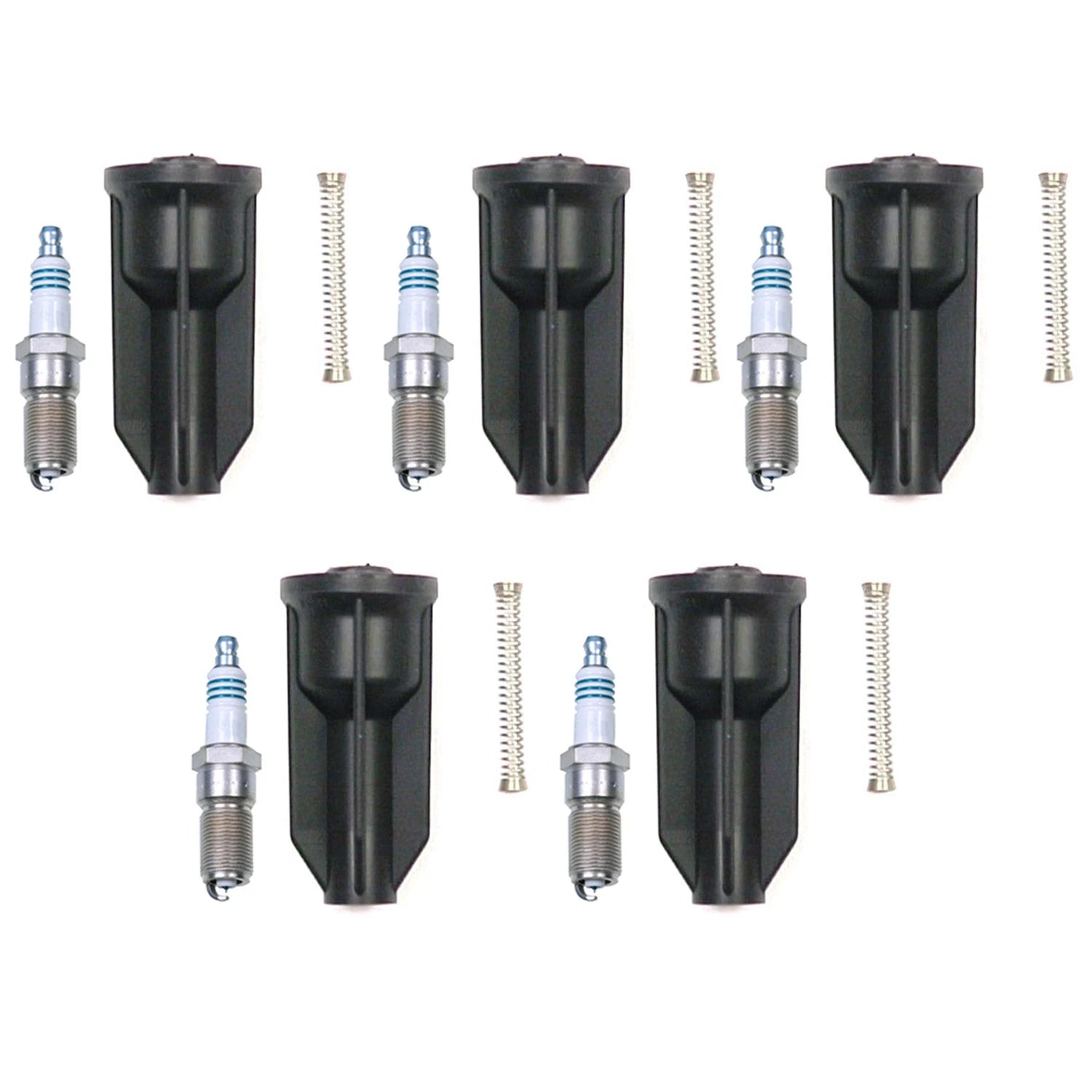 Set of 5 Denso Iridium Spark Plugs & NGK Coil Boots for Colorado Canyon (2015–2023)