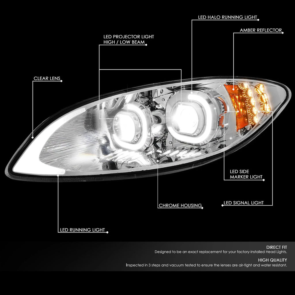 Chrome LED Projector Headlights for International Harvester ProStar (2009–2018)