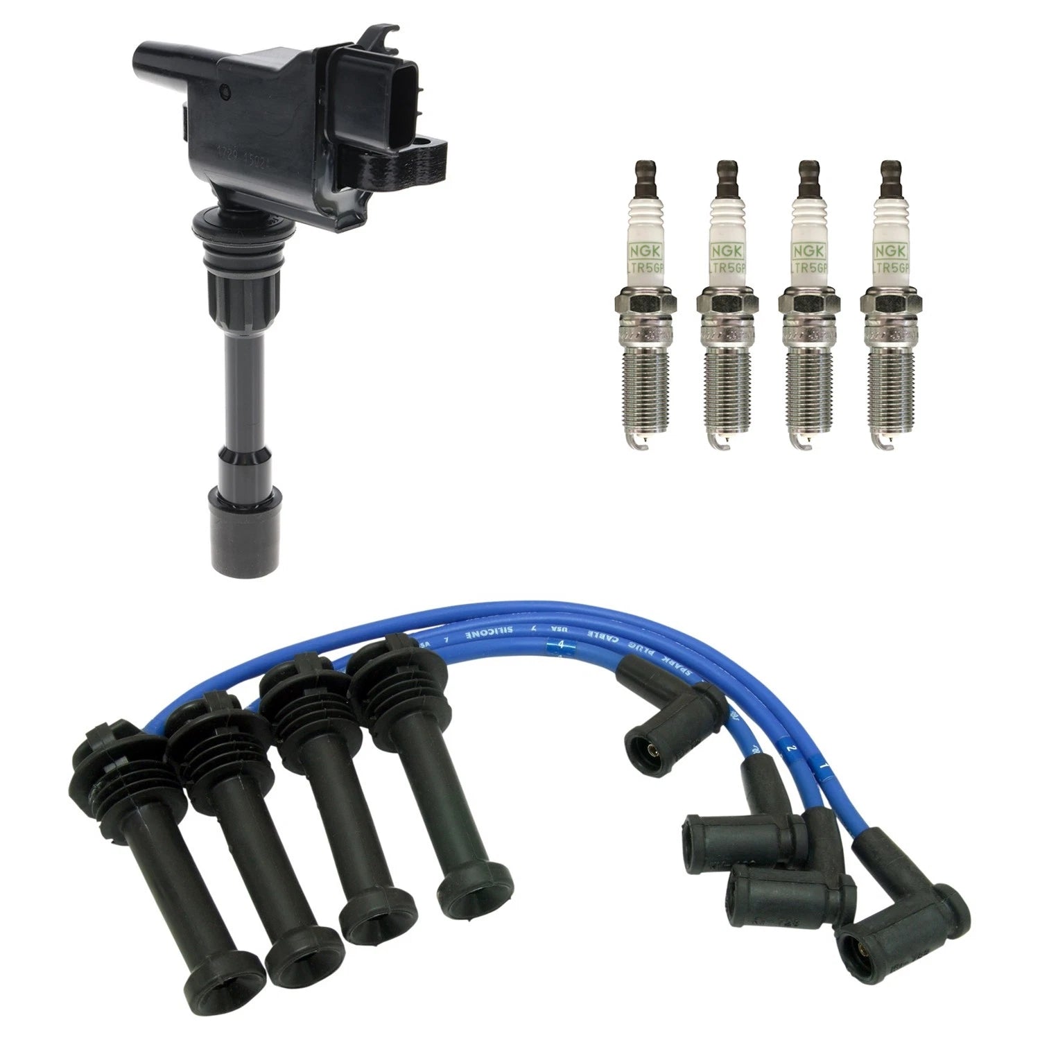 Set of 4 Ignition Coils & Spark Plugs for Mazda Tribute DX (2001–2008)