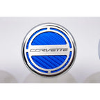 Chrome Corvette Cap Covers with Yellow Carbon Fiber Inlay for 2014-2019 Z06