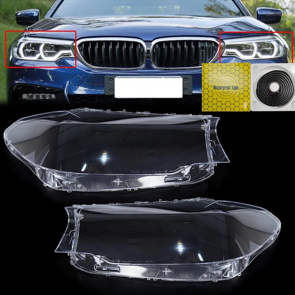 Pair Clear Headlight Lens Cover for BMW G30 G31 G38 5 Series (2016–2020)