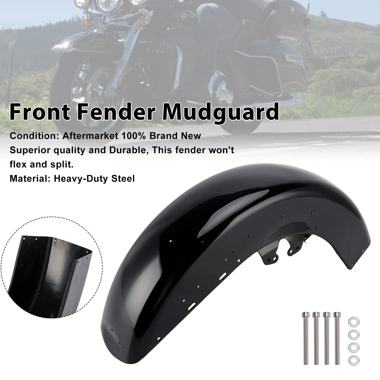 Steel Front Fender Mudguard for Harley Touring Electra Glide (2014–2024)
