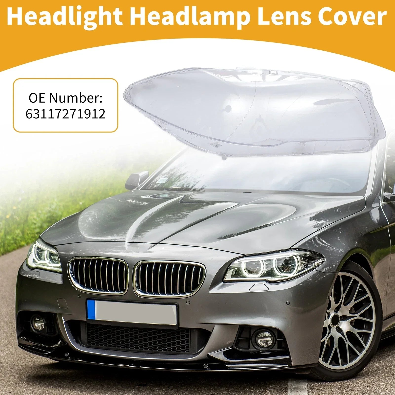 1 Pc Front Right Headlight Lens Cover for BMW 528i (2011-2011)