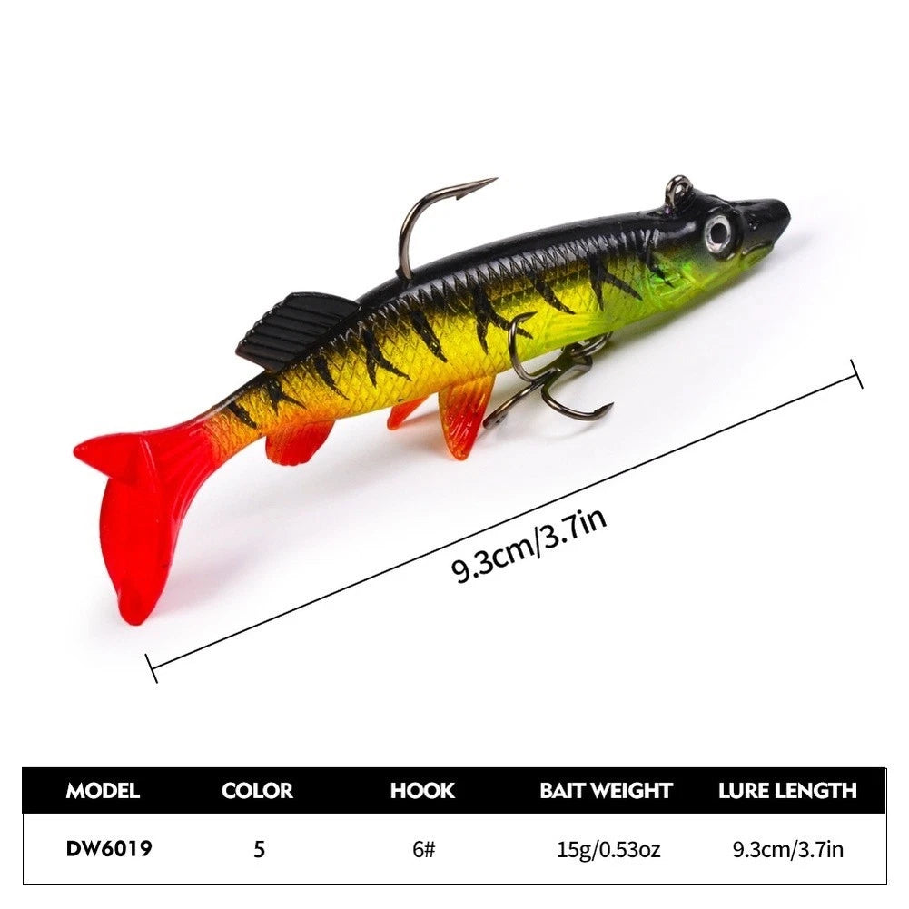 Set of 5 Silicone Jig Head Lures 9.3cm 15g for Bass
