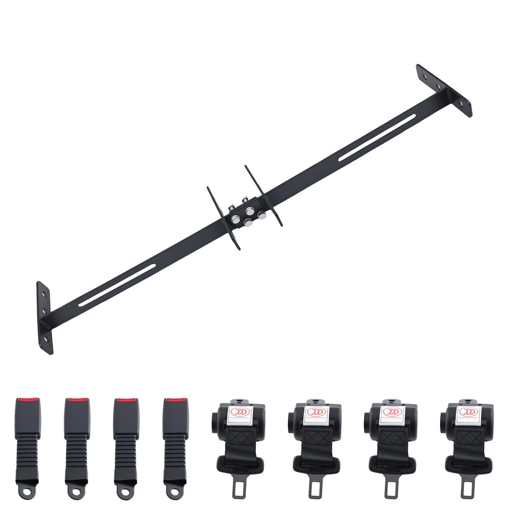 Set of 4 Retractable Golf Cart Seat Belts & Bracket Kit for EZGO, Yamaha, Club Car