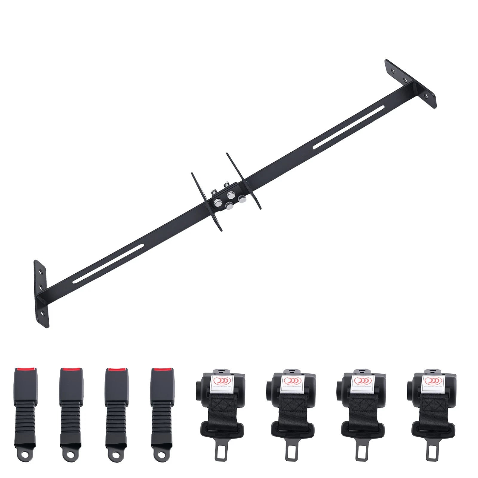Set of 4 Retractable Golf Cart Seat Belts & Bracket Kit for EZGO, Yamaha, Club Car
