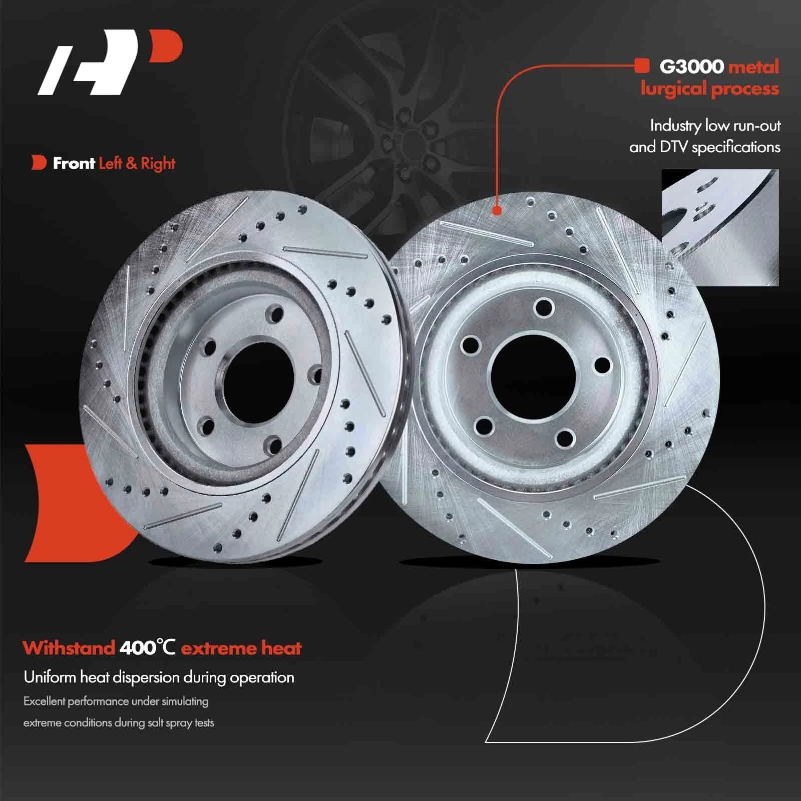 Front Side Drilled Brake Rotors for Nissan Altima (2007–2023) 295.8mm