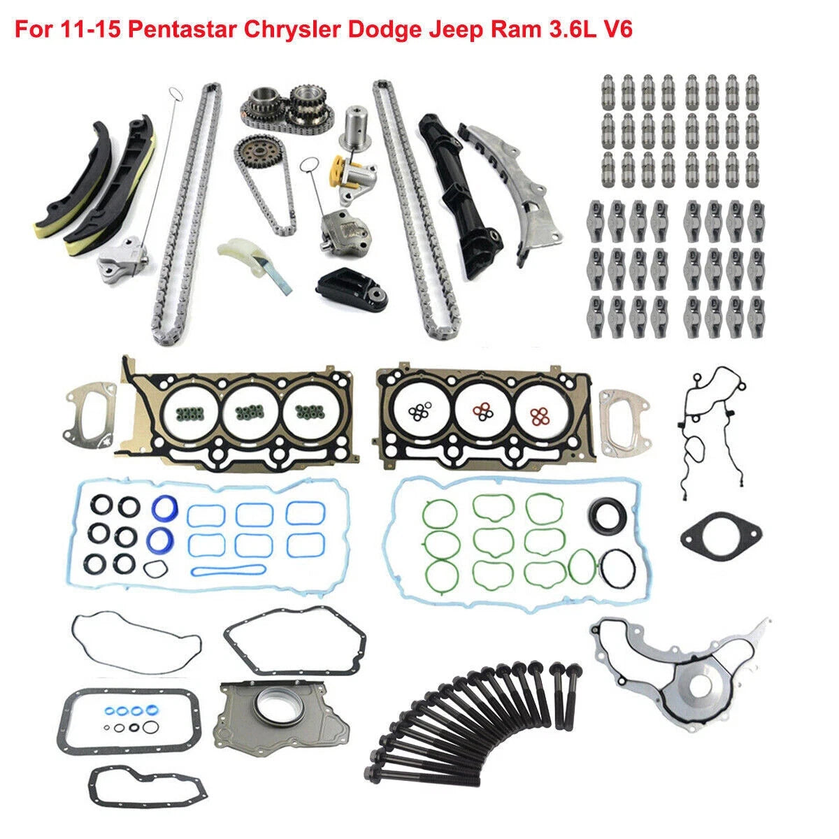 Timing Chain Kit with Head Gasket & Rocker Lifters for Dodge Chrysler Jeep (2011–2015)