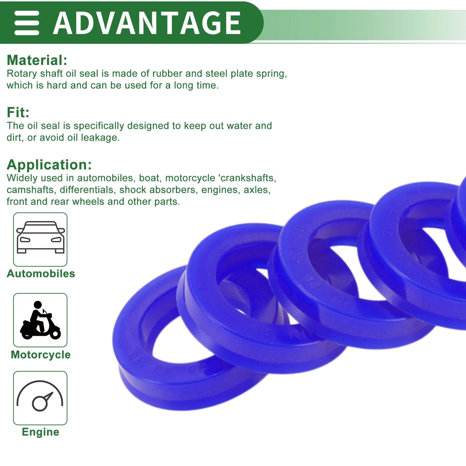 Set of 5 Oil Seal Rotary Shaft Seal 28x43x10mm High Pressure for Various Models