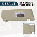 Left Driver Side Sun Visor w/ Mirror for Toyota Highlander (2014–2019) No.74320-48180-E1