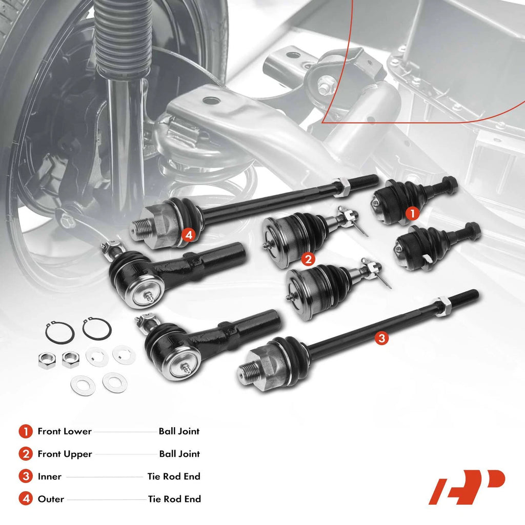 8x Front Tie Rod End Ball Joint for Chevy Silverado 2500 (2001-2004)
