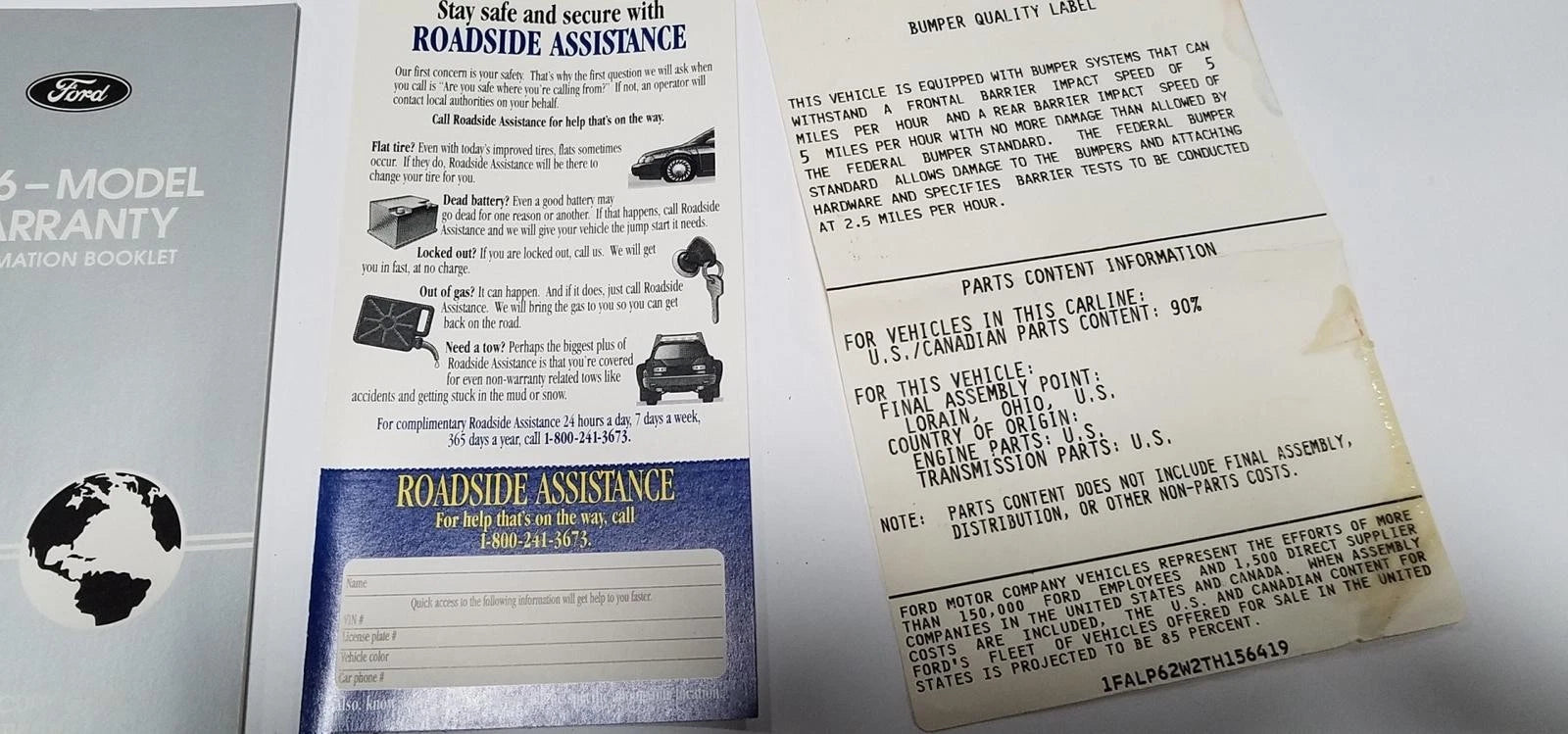 Owners Manual Collection for Ford Thunderbird (1996)