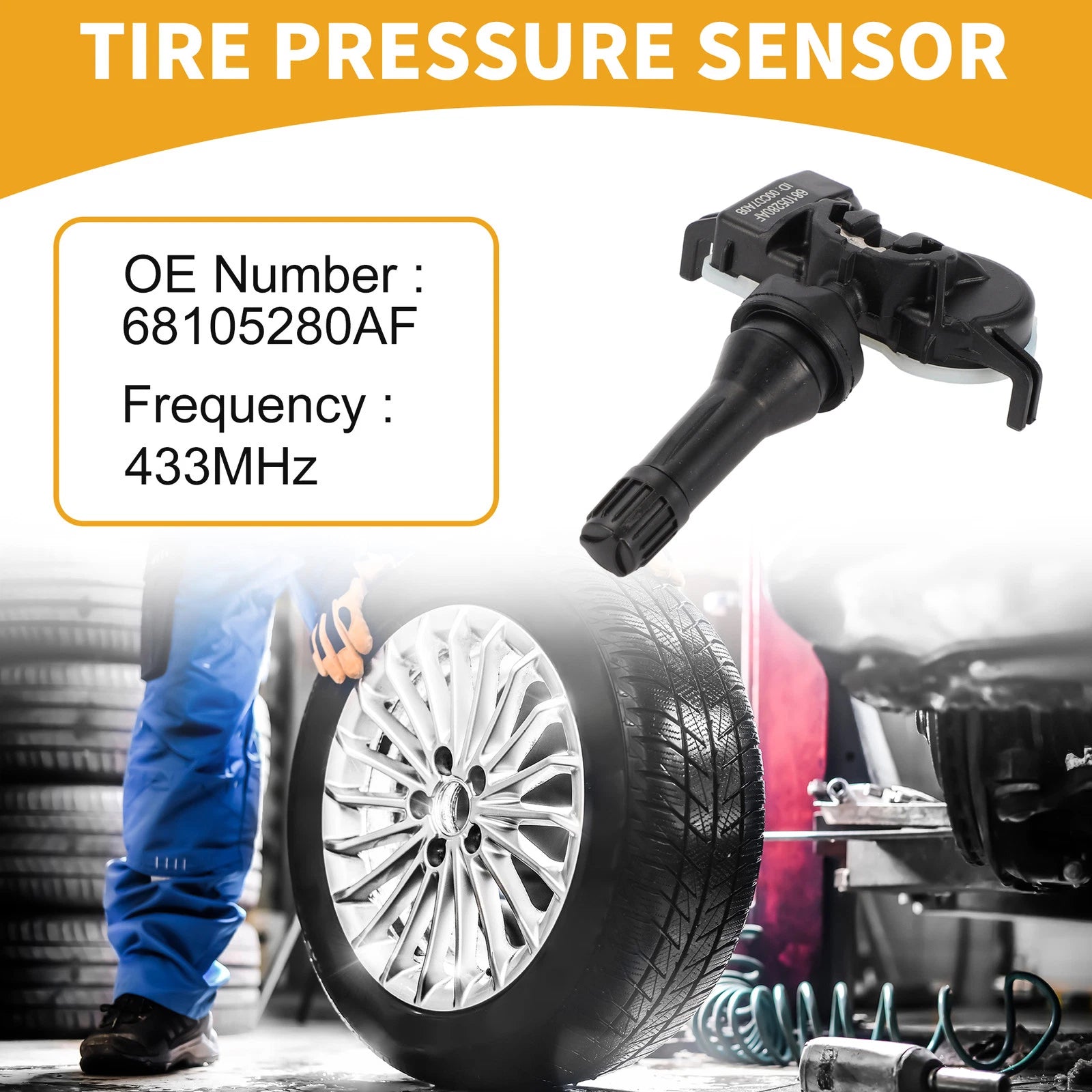 Tire Pressure Sensor for Jeep Renegade (2015–2016) No.68105280AF 433MHz