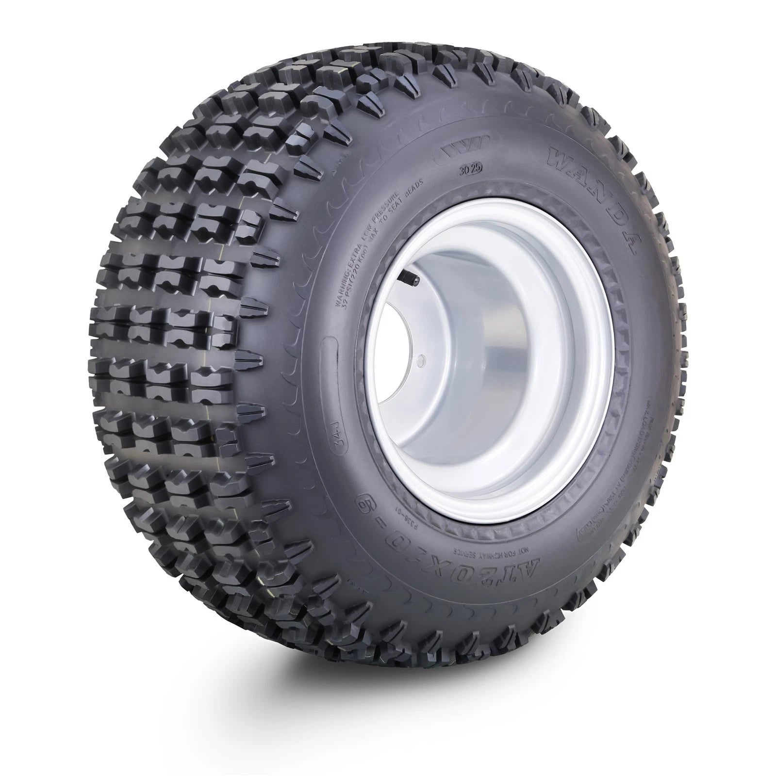 WANDA ATV Tire 20X10-9 with 4 Lugs 110mm PCD 3+6 Offset Silver Wheel 10041
