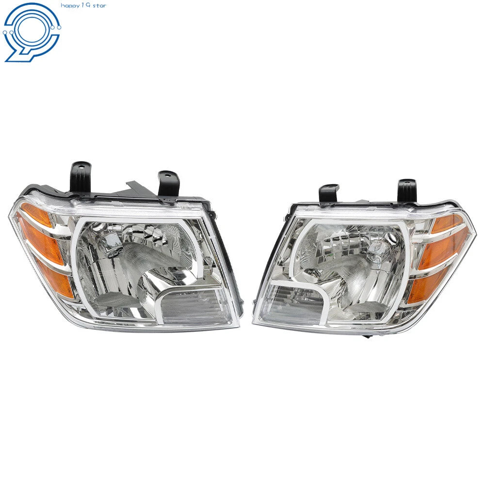 Set of 2 Headlights for Nissan Frontier (2009–2021) Chrome Housing Halogen