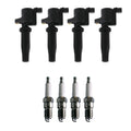 Set of 4 Ignition Coils & Spark Plugs for Ford Focus L4 (2000–2011)