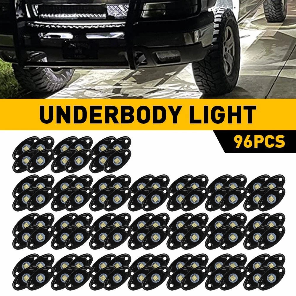 96pcs 12V White LED Rock Lamp for Universal Car Wheel Arch Bumper Fender