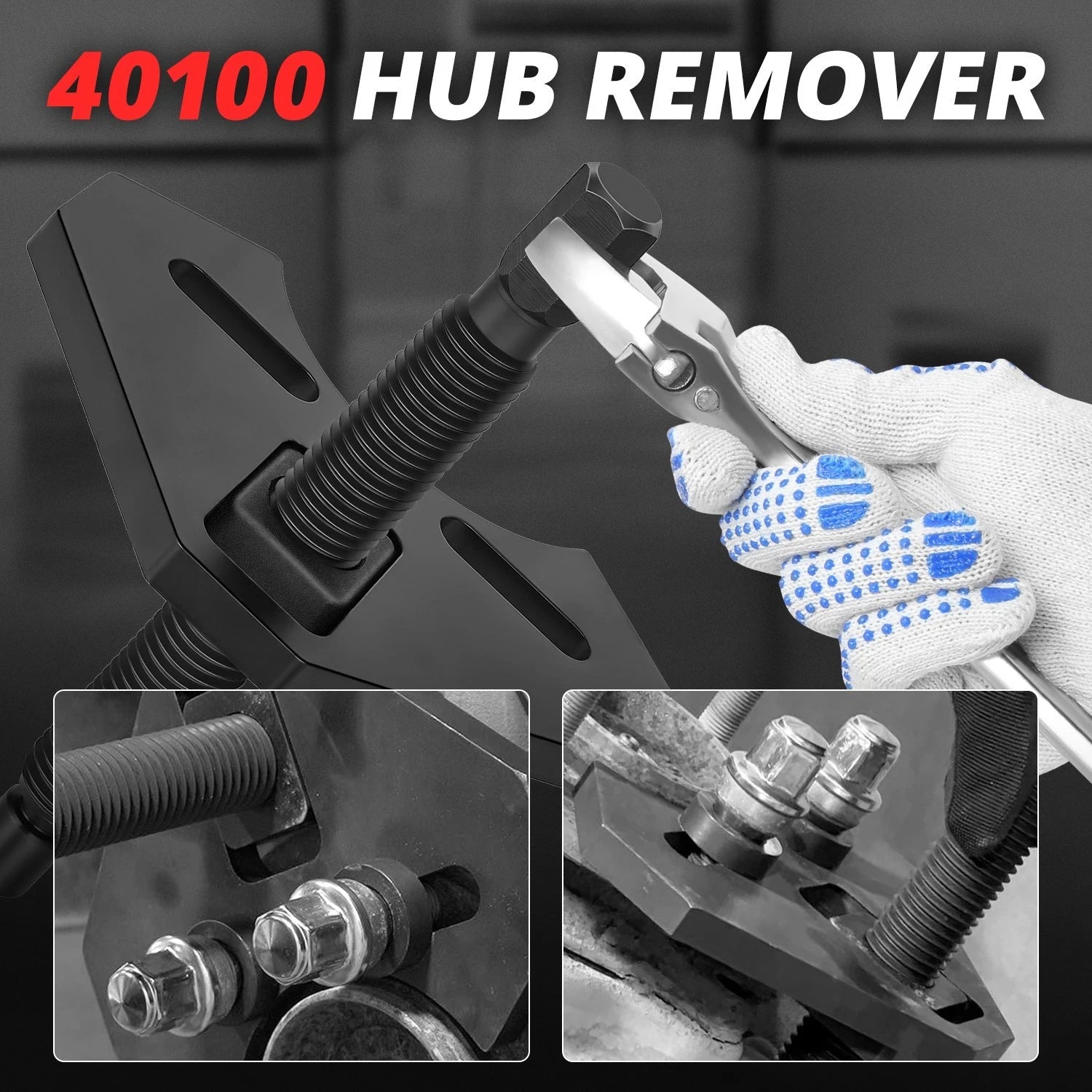 Hub Remover Tool Assembly for 5/6/8 Lug Wheels (0.96'', Black Carbon Steel)
