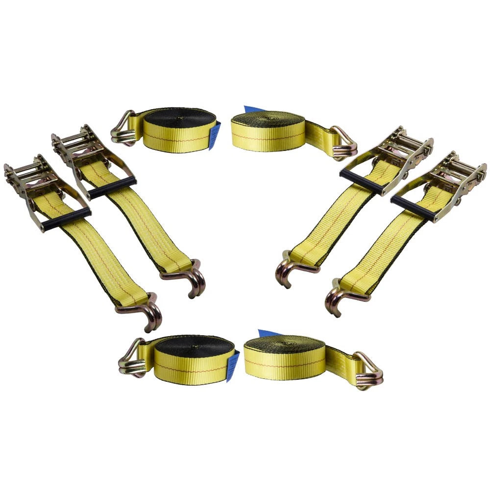 Set of 4 Heavy Duty Tie Down Straps 2" x 27' 10000 LBS DJ-Hook