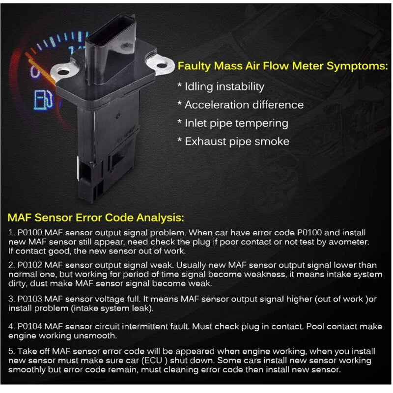 Mass Air Flow Sensor MAF for Nissan Sentra 2004–2012 AF10141 22680-7S000