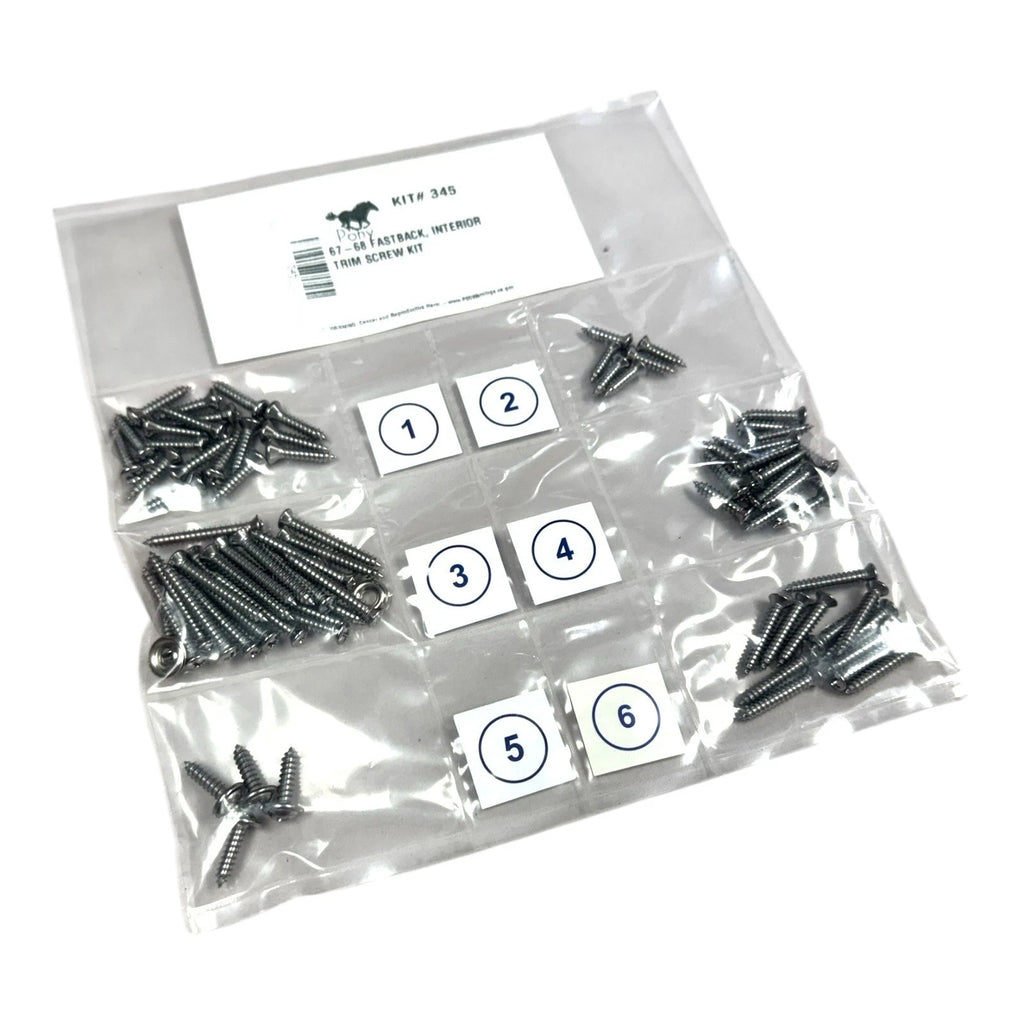 Interior Trim Screw Hardware Kit for 1967–1968 Ford Mustang Fastback