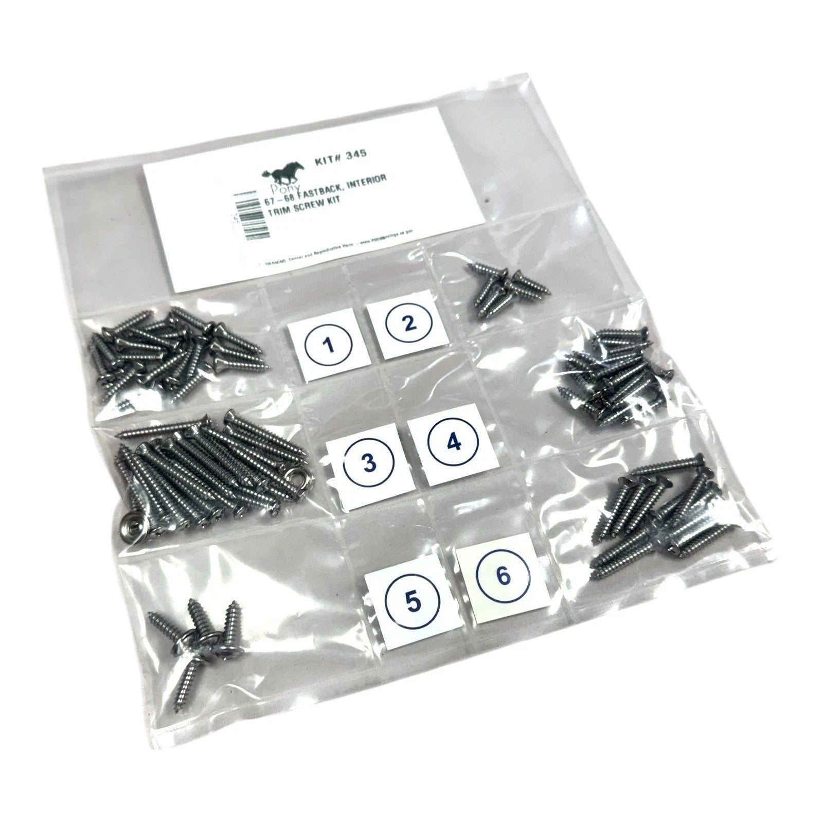 Interior Trim Screw Hardware Kit for 1967–1968 Ford Mustang Fastback