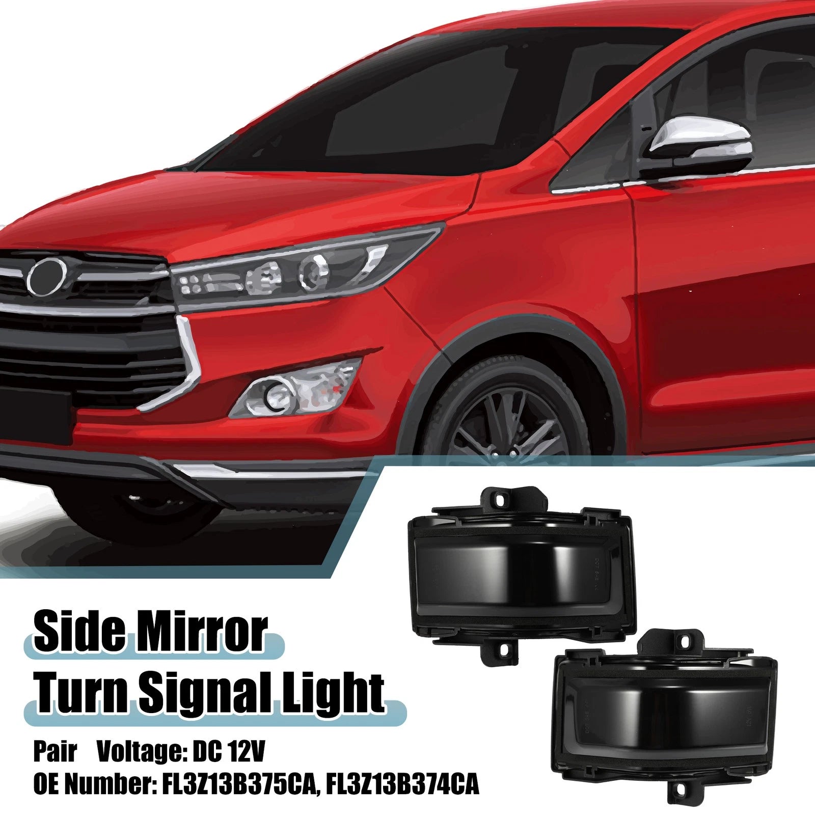 Pair Side Mirror Turn Signal Light FL3Z13B374CA for Ford 