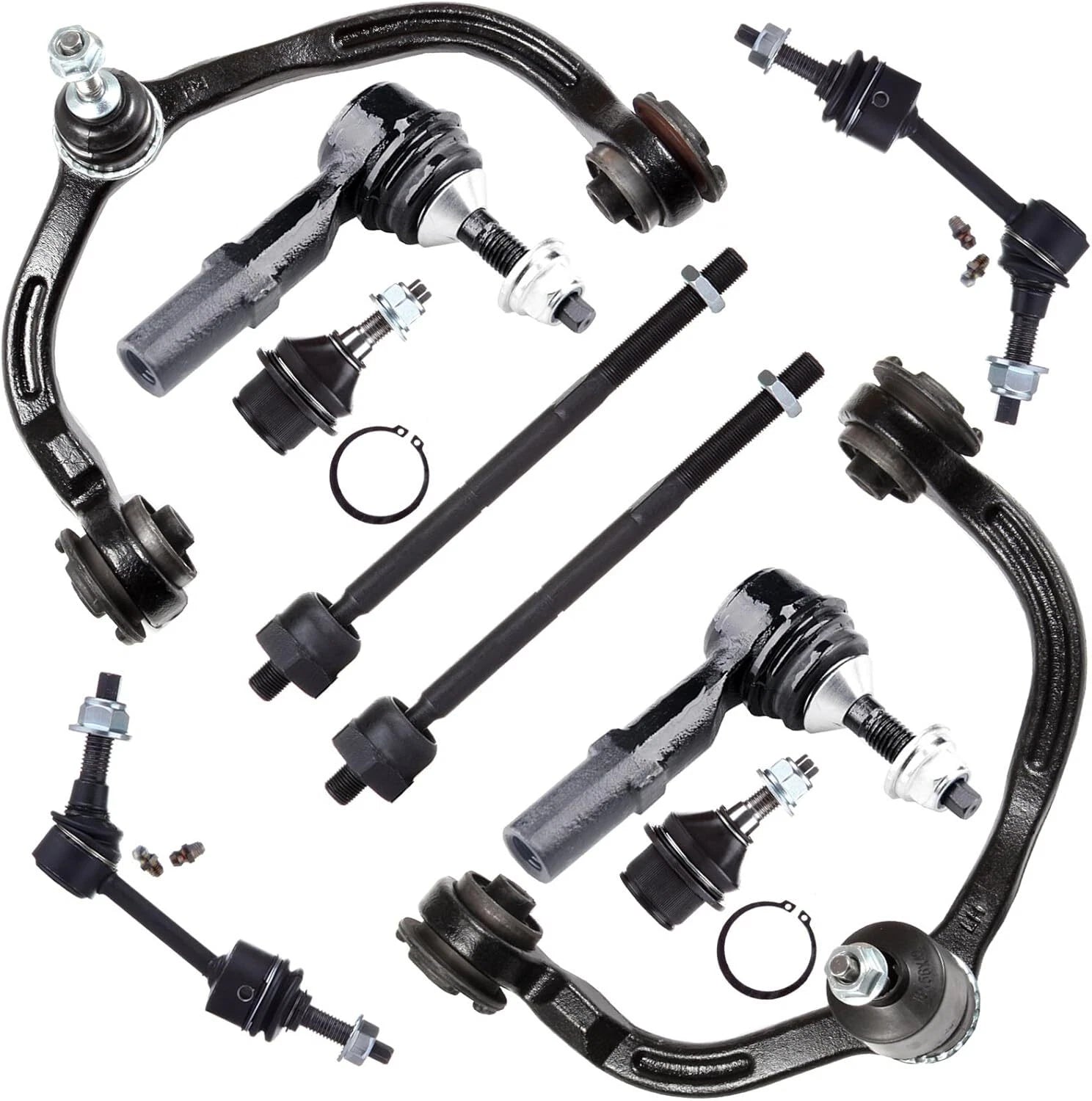 Set of 4 Front Control Arm Ball Joints & Tie Rod Ends for Ford Expedition (2003-2004)